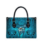 Cronulla Sutherland Sharks Rugby Leather Bag Polynesian Tribal Shark Warrior Ocean Blue Pattern