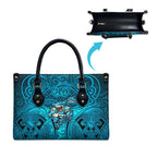 Cronulla Sutherland Sharks Rugby Leather Bag Polynesian Tribal Shark Warrior Ocean Blue Pattern