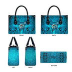 Cronulla Sutherland Sharks Rugby Leather Bag Polynesian Tribal Shark Warrior Ocean Blue Pattern