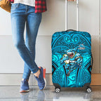 Cronulla Sutherland Sharks Rugby Luggage Cover Polynesian Tribal Shark Warrior Ocean Blue Pattern
