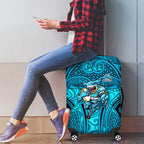 Cronulla Sutherland Sharks Rugby Luggage Cover Polynesian Tribal Shark Warrior Ocean Blue Pattern