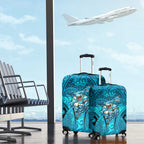 Cronulla Sutherland Sharks Rugby Luggage Cover Polynesian Tribal Shark Warrior Ocean Blue Pattern