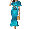 Cronulla Sutherland Sharks Rugby Mermaid Dress Polynesian Tribal Shark Warrior Ocean Blue Pattern