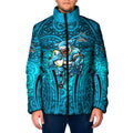 Cronulla Sutherland Sharks Rugby Padded Jacket Polynesian Tribal Shark Warrior Ocean Blue Pattern