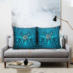 Cronulla Sutherland Sharks Rugby Pillow Cover Polynesian Tribal Shark Warrior Ocean Blue Pattern