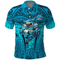 Cronulla Sutherland Sharks Rugby Polo Shirt Polynesian Tribal Shark Warrior Ocean Blue Pattern