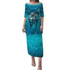 Cronulla Sutherland Sharks Rugby Puletasi Polynesian Tribal Shark Warrior Ocean Blue Pattern