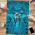 Cronulla Sutherland Sharks Rugby Puzzle Polynesian Tribal Shark Warrior Ocean Blue Pattern
