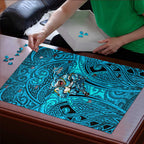 Cronulla Sutherland Sharks Rugby Puzzle Polynesian Tribal Shark Warrior Ocean Blue Pattern
