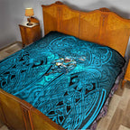 Cronulla Sutherland Sharks Rugby Quilt Polynesian Tribal Shark Warrior Ocean Blue Pattern