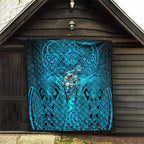Cronulla Sutherland Sharks Rugby Quilt Polynesian Tribal Shark Warrior Ocean Blue Pattern