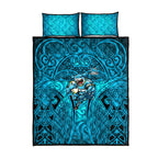 Cronulla Sutherland Sharks Rugby Quilt Bed Set Polynesian Tribal Shark Warrior Ocean Blue Pattern