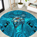 Cronulla Sutherland Sharks Rugby Round Carpet Polynesian Tribal Shark Warrior Ocean Blue Pattern
