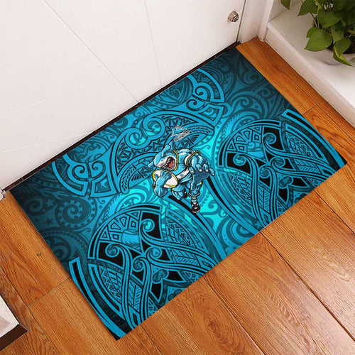 Cronulla Sutherland Sharks Rugby Rubber Doormat Polynesian Tribal Shark Warrior Ocean Blue Pattern