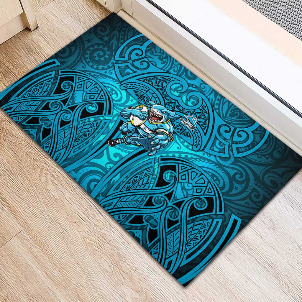 Cronulla Sutherland Sharks Rugby Rubber Doormat Polynesian Tribal Shark Warrior Ocean Blue Pattern