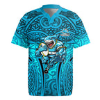 Cronulla Sutherland Sharks Rugby Rugby Jersey Polynesian Tribal Shark Warrior Ocean Blue Pattern