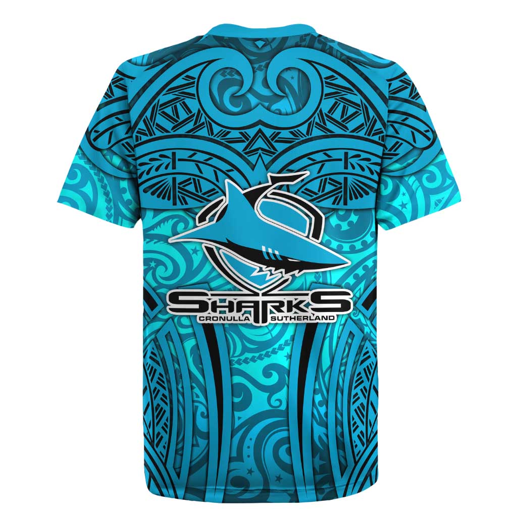 Cronulla Sutherland Sharks Rugby Rugby Jersey Polynesian Tribal Shark Warrior Ocean Blue Pattern
