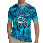 Cronulla Sutherland Sharks Rugby Rugby Jersey Polynesian Tribal Shark Warrior Ocean Blue Pattern