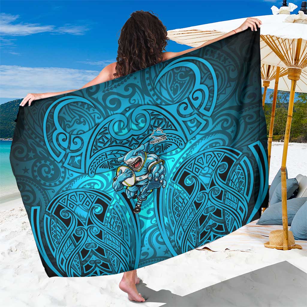 Cronulla Sutherland Sharks Rugby Sarong Polynesian Tribal Shark Warrior Ocean Blue Pattern