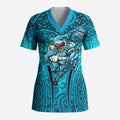 Cronulla Sutherland Sharks Rugby Scrub Top Polynesian Tribal Shark Warrior Ocean Blue Pattern