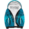 Cronulla Sutherland Sharks Rugby Sherpa Hoodie Polynesian Tribal Shark Warrior Ocean Blue Pattern