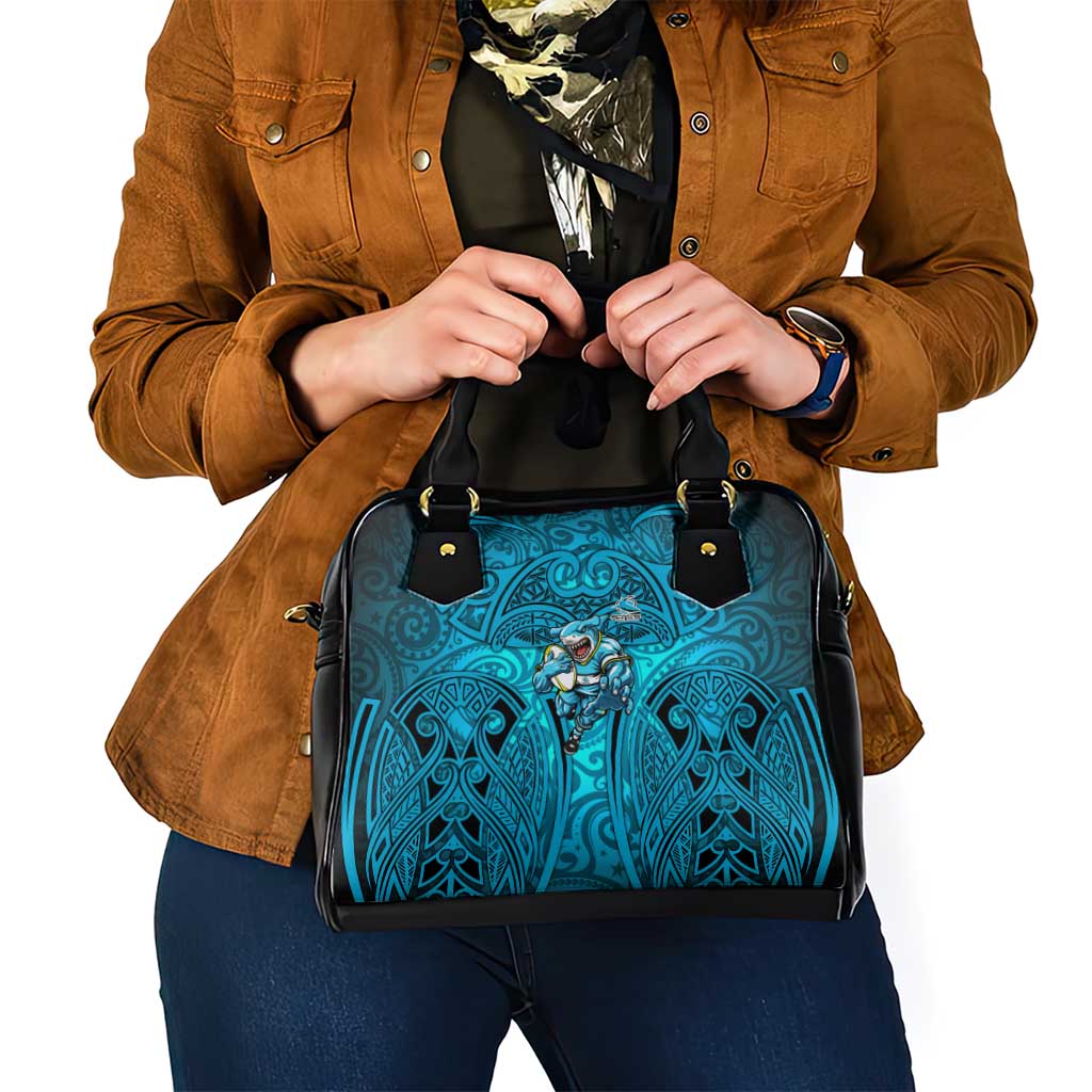 Cronulla Sutherland Sharks Rugby Shoulder Handbag Polynesian Tribal Shark Warrior Ocean Blue Pattern