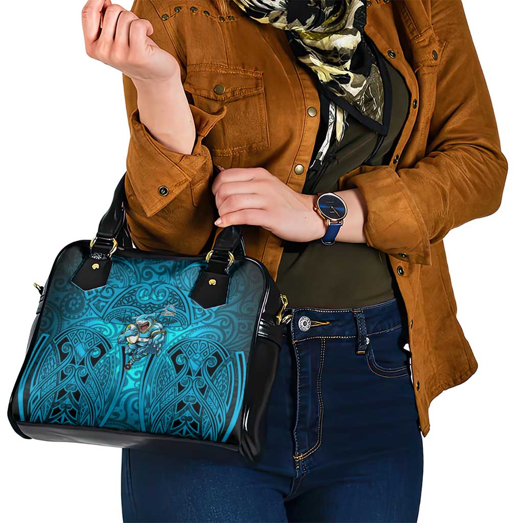 Cronulla Sutherland Sharks Rugby Shoulder Handbag Polynesian Tribal Shark Warrior Ocean Blue Pattern