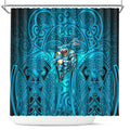 Cronulla Sutherland Sharks Rugby Shower Curtain Polynesian Tribal Shark Warrior Ocean Blue Pattern