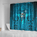 Cronulla Sutherland Sharks Rugby Shower Curtain Polynesian Tribal Shark Warrior Ocean Blue Pattern