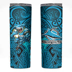 Cronulla Sutherland Sharks Rugby Skinny Tumbler Polynesian Tribal Shark Warrior Ocean Blue Pattern