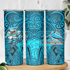 Cronulla Sutherland Sharks Rugby Skinny Tumbler Polynesian Tribal Shark Warrior Ocean Blue Pattern