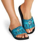 Cronulla Sutherland Sharks Rugby Slide Sandals Polynesian Tribal Shark Warrior Ocean Blue Pattern