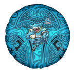 Cronulla Sutherland Sharks Rugby Spare Tire Cover Polynesian Tribal Shark Warrior Ocean Blue Pattern