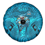 Cronulla Sutherland Sharks Rugby Spare Tire Cover Polynesian Tribal Shark Warrior Ocean Blue Pattern