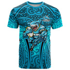 Cronulla Sutherland Sharks Rugby T Shirt Polynesian Tribal Shark Warrior Ocean Blue Pattern