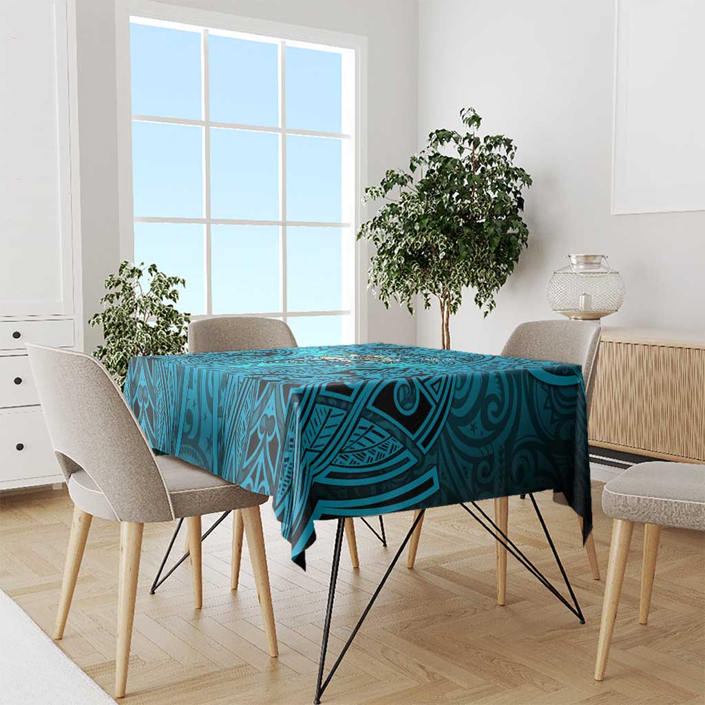 Cronulla Sutherland Sharks Rugby Tablecloth Polynesian Tribal Shark Warrior Ocean Blue Pattern