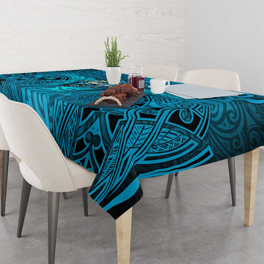 Cronulla Sutherland Sharks Rugby Tablecloth Polynesian Tribal Shark Warrior Ocean Blue Pattern