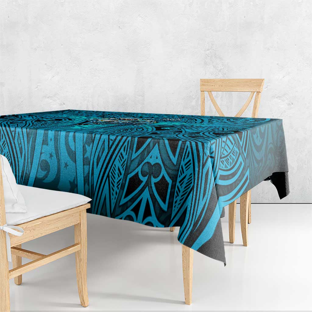 Cronulla Sutherland Sharks Rugby Tablecloth Polynesian Tribal Shark Warrior Ocean Blue Pattern