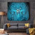 Cronulla Sutherland Sharks Rugby Tapestry Polynesian Tribal Shark Warrior Ocean Blue Pattern