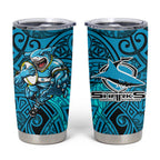 Cronulla Sutherland Sharks Rugby Tumbler Cup Polynesian Tribal Shark Warrior Ocean Blue Pattern