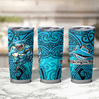 Cronulla Sutherland Sharks Rugby Tumbler Cup Polynesian Tribal Shark Warrior Ocean Blue Pattern