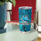 Cronulla Sutherland Sharks Rugby Tumbler Cup Polynesian Tribal Shark Warrior Ocean Blue Pattern