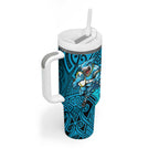 Cronulla Sutherland Sharks Rugby Tumbler With Handle Polynesian Tribal Shark Warrior Ocean Blue Pattern