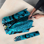 Cronulla Sutherland Sharks Rugby Umbrella Polynesian Tribal Shark Warrior Ocean Blue Pattern