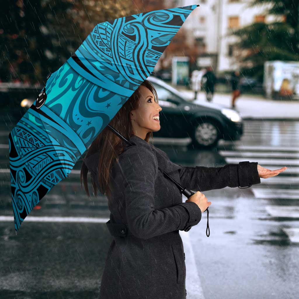 Cronulla Sutherland Sharks Rugby Umbrella Polynesian Tribal Shark Warrior Ocean Blue Pattern