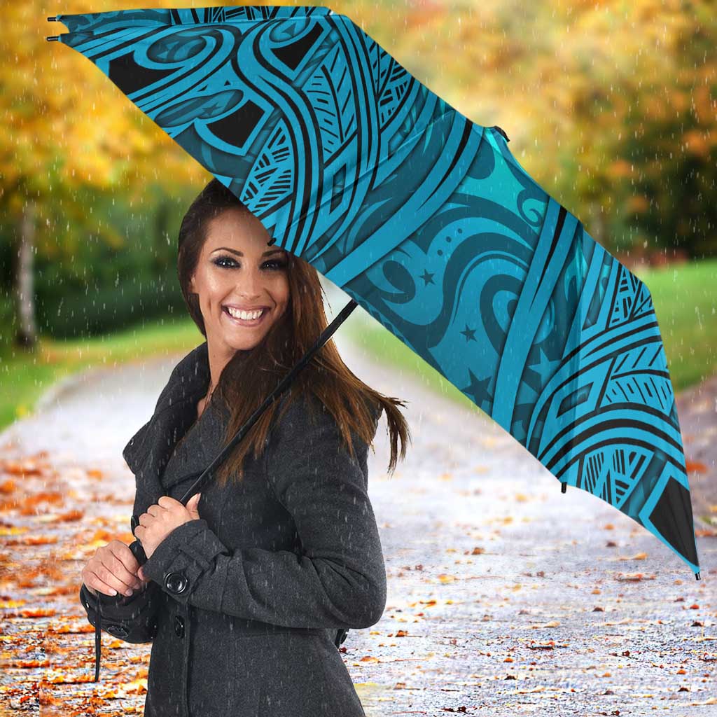 Cronulla Sutherland Sharks Rugby Umbrella Polynesian Tribal Shark Warrior Ocean Blue Pattern