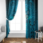 Cronulla Sutherland Sharks Rugby Window Curtain Polynesian Tribal Shark Warrior Ocean Blue Pattern