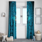 Cronulla Sutherland Sharks Rugby Window Curtain Polynesian Tribal Shark Warrior Ocean Blue Pattern