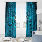 Cronulla Sutherland Sharks Rugby Window Curtain Polynesian Tribal Shark Warrior Ocean Blue Pattern