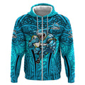 Cronulla Sutherland Sharks Rugby Zip Hoodie Polynesian Tribal Shark Warrior Ocean Blue Pattern